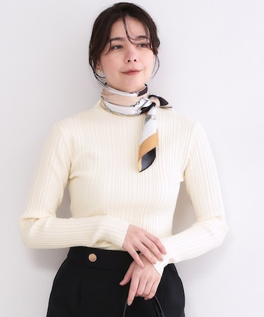 ランダムリブハイネックニット【洗濯機OK】