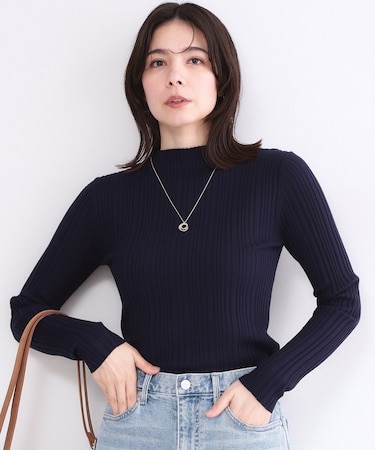 ランダムリブハイネックニット【洗濯機OK】