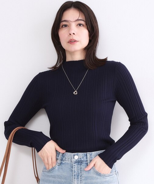 ランダムリブハイネックニット【洗濯機OK】