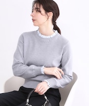 襟フリルドッキングニット【洗濯機OK】
