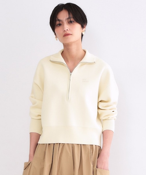 ハーフZIP刺繍ロゴニット【洗濯機OK】