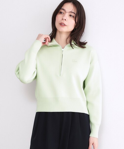 ハーフZIP刺繍ロゴニット【洗濯機OK】