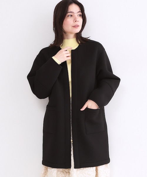 リバーシブル配色ノーカラーコート【洗濯機OK】｜オペーク ドット