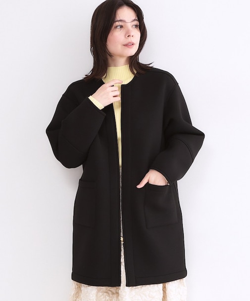 リバーシブル配色ノーカラーコート【洗濯機OK】