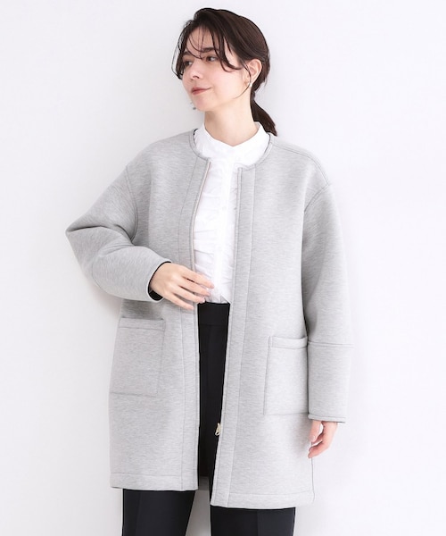 リバーシブル配色ノーカラーコート【洗濯機OK】｜オペーク ドット