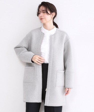 リバーシブル配色ノーカラーコート【洗濯機OK】