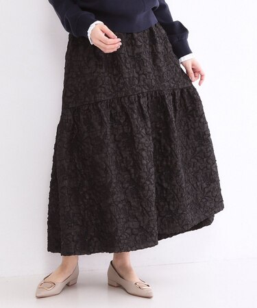 ふくれジャカードティアードスカート【洗濯機OK】
