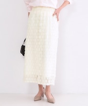 フリンジジャカードナロースカート【洗濯機OK】