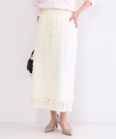 フリンジジャカードナロースカート【洗濯機OK】