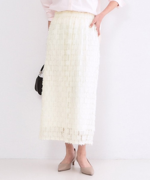 フリンジジャカードナロースカート【洗濯機OK】