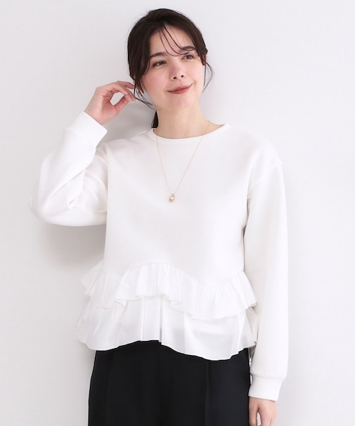 裾フリルドッキングトップス【洗濯機OK】