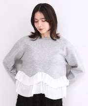 裾フリルドッキングトップス【洗濯機OK】