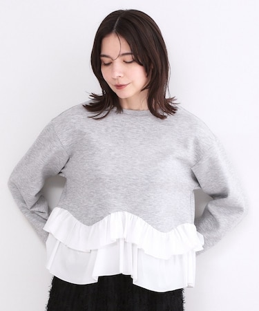 裾フリルドッキングトップス【洗濯機OK】