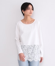 裾レースカットソー【洗濯機OK】