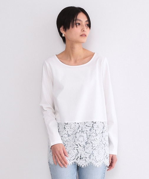 裾レースカットソー【洗濯機OK】