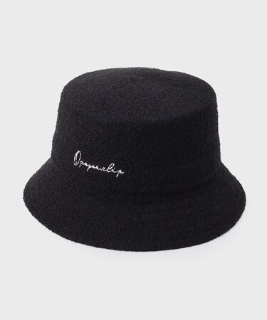 刺繍入りパイル調バケットハット