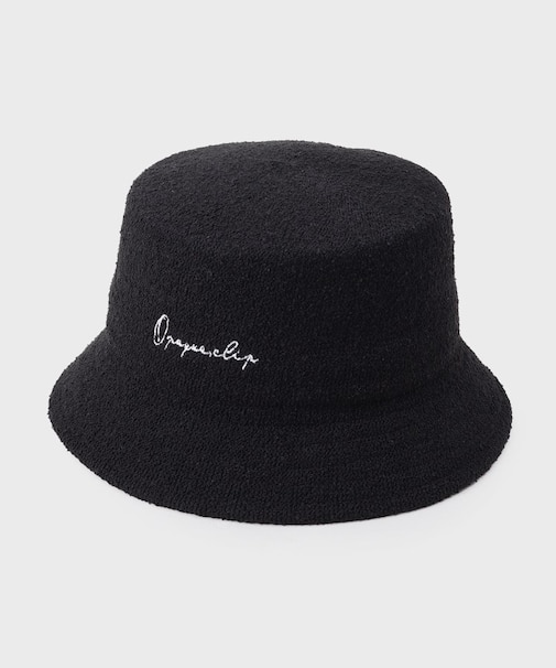 刺繍入りパイル調バケットハット