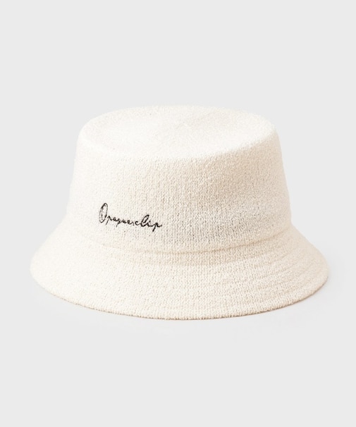 刺繍入りパイル調バケットハット