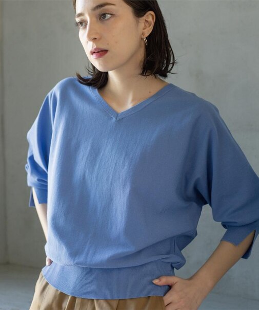 リラクシードルマンスリーブニット【洗濯機OK/抗ピル】