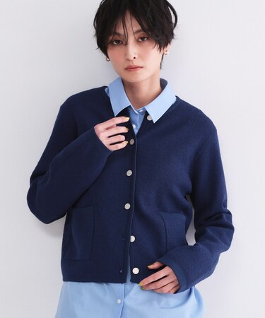 ブークレ金ボタンニットカーディガン【洗濯機OK】