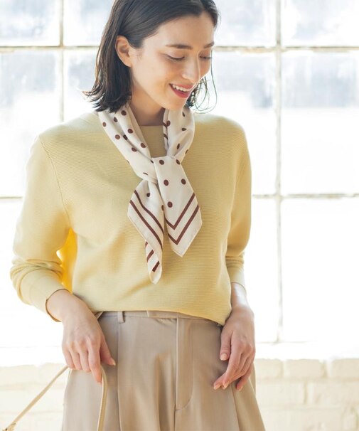 ボートネックガーターニット/オーガニックコットン混【洗濯機OK/UVケア】《6col》