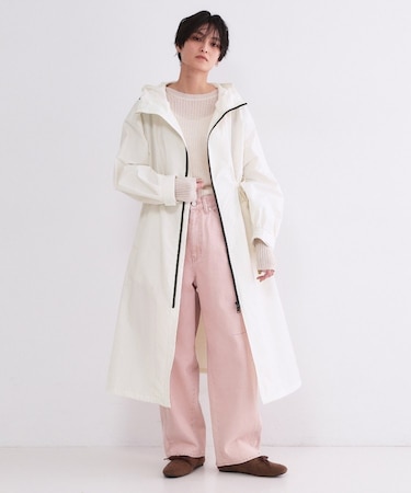 撥水フードZIPロングコート【洗濯機OK】