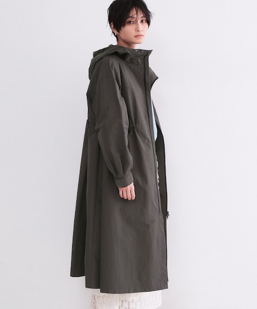 撥水フードZIPロングコート【洗濯機OK】