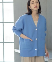 Vネックミドルニットカーディガン【洗濯機OK】