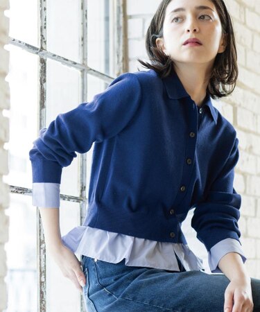 ポロ衿シャツドッキングニット【洗濯機OK】