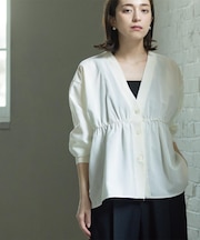 ブラウス風Vネックカーディガン【洗濯機OK】