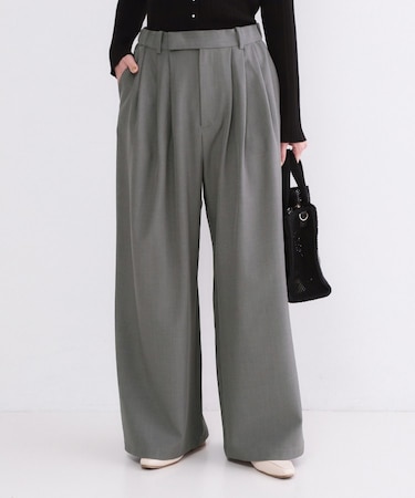 美脚ストレッチ イージータックワイドパンツ【洗濯機OK】