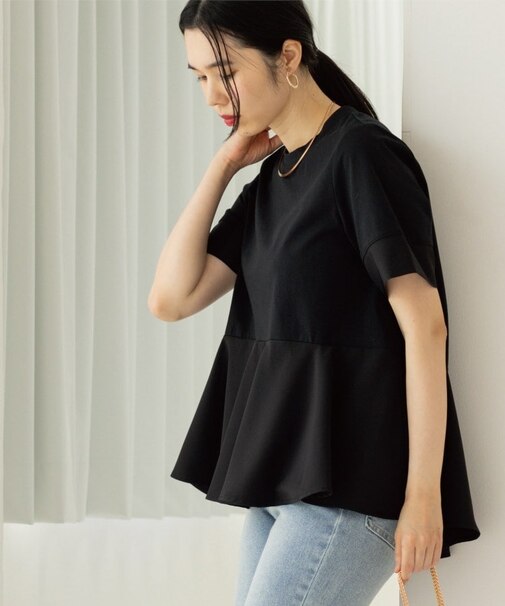 ペプラム切替ドッキングトップス