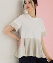 ペプラム切替ドッキングトップス