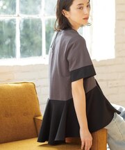 ペプラム切替ドッキングトップス