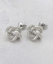 オーバルクロスデザインメタルピアス