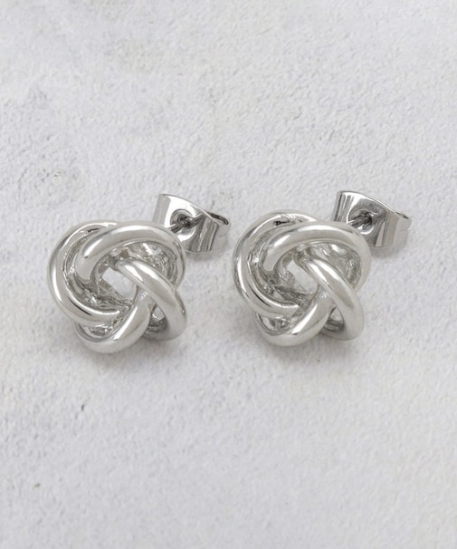 オーバルクロスデザインメタルピアス