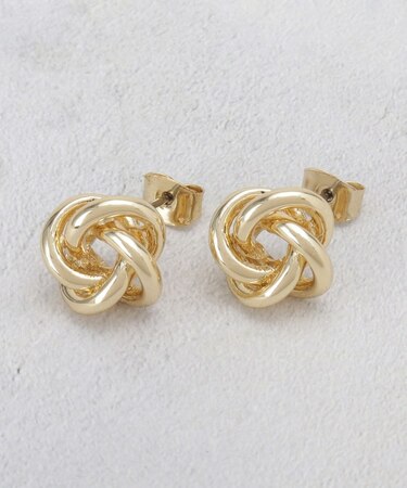 オーバルクロスデザインメタルピアス