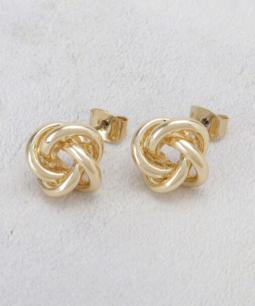 オーバルクロスデザインメタルピアス