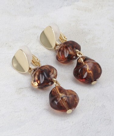 メタル×アクリルビーズ イヤリング