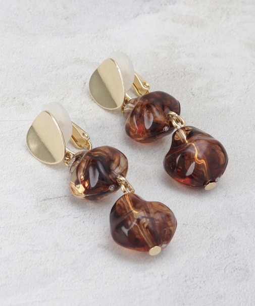 メタル×アクリルビーズ イヤリング