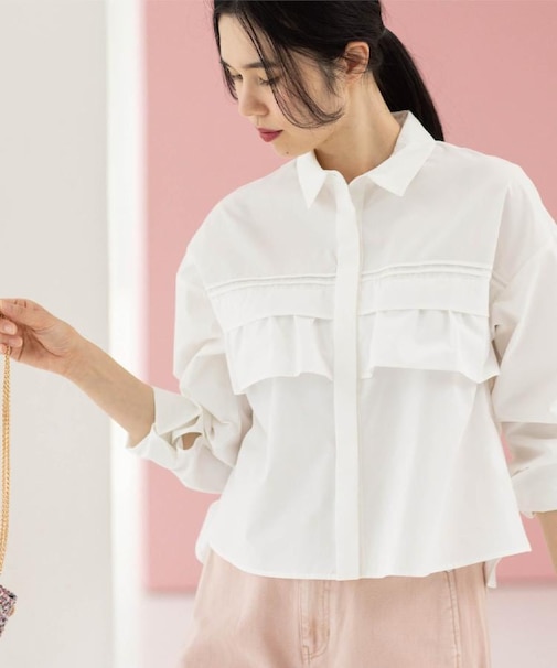 タックフリルシャツ【洗濯機OK】