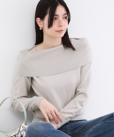 オフショルダーデザインニット【洗濯機OK】