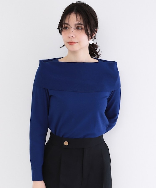 オフショルダーデザインニット【洗濯機OK】