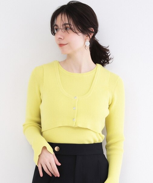 《ツインセット》ビスチェベスト×リブニット【洗濯機OK】