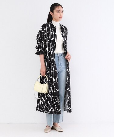 ジオメトリックプリントシャツワンピース