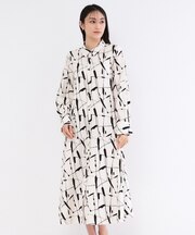 ジオメトリックプリントシャツワンピース