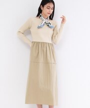 リブニットドッキングワンピース【洗濯機OK】