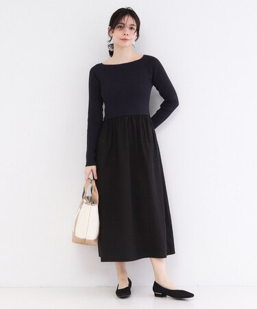 リブニットドッキングワンピース【洗濯機OK】