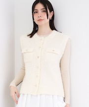 フラッグヤーン変形金ボタンニットベスト【洗濯機OK】