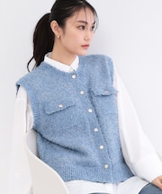 変形金ボタンニットベスト【洗濯機OK】